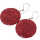 Round Red Sponge Coral 925 Sterling Silver Dangle Drop Earrings, 1"