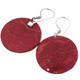 Round Red Sponge Coral 925 Sterling Silver Dangle Drop Earrings, 1"