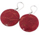 Round Red Sponge Coral 925 Sterling Silver Dangle Drop Earrings, 1"