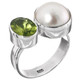 FifiRose South Pacific White Mabe Cultured Pearl Peridot 925 Sterling Silver Ring