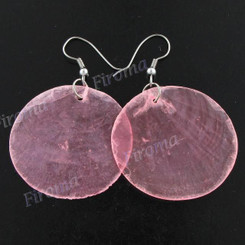 1 7/16" Genuine Natural Capiz Shell Pastel Pink French Earrings