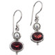 Red Garnet White Freshwater Pearl 925 Silver Dangle Drop Earrings, 3/4"