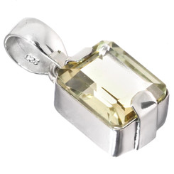 Large Sparkling Lemon Quartz Gem 925 Sterling Silver Pendant, 1"