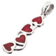 Cascading Heart Red Coral 925 Sterling Silver Pendant, 1 5/8"