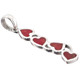 Cascading Heart Red Coral 925 Sterling Silver Pendant, 1 5/8"