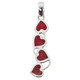 Cascading Heart Red Coral 925 Sterling Silver Pendant, 1 5/8"