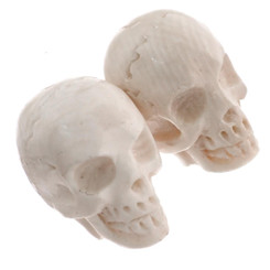 5/8" HANDCARVED MATCHED PAIR SKULL DEER ANTLER BEAD CAB cabochon