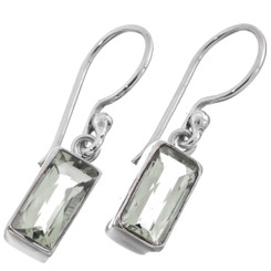 Dainty Prasiolite Green 925 Sterling Silver Dangle Earrings, 7/16"