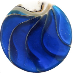 1 5/8" GENUINE EXPOSED CHAMBER NAUTILUS SHELL DEEP BLUE BEAD CAB cabochon