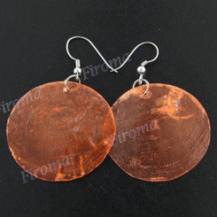 1 7/16" Dyed Capiz Shell Orange French Hook Earrings