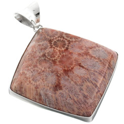 925 Silver Genuine Fossil Coral Sterling Pendant, 2 1/2"