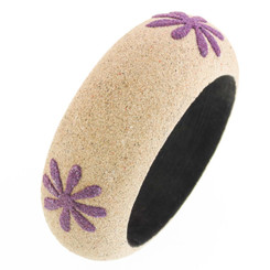 1 1/8" WIDE GENUINE BALI BEACH SAND HANDMADE WOOD BANGLE SUMMER bracelet