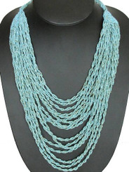 22" DOUBLE TWISTING TURQUOISE SEED BEADS STRAND LAYERED necklace