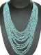 22" DOUBLE TWISTING TURQUOISE SEED BEADS STRAND LAYERED necklace
