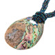 3 3/4" PAUA ABALONE SHELL IRIDESCENT PEACOCK GLASS SEED BEADS necklace