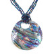 New Zealand Paua Abalone Shell Iridescent Peacock Glass Beads Necklace, 2 5/8"