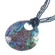 New Zealand Paua Abalone Shell Iridescent Peacock Glass Beads Necklace, 2 5/8"