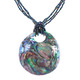 New Zealand Paua Abalone Shell Iridescent Peacock Glass Beads Necklace, 2 5/8"