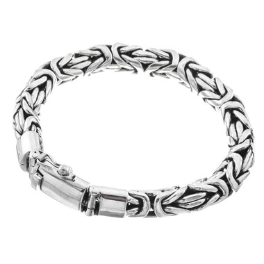 9mm Fat Brilliant Handmade Byzantine Solid 925 Sterling Silver Bracelet