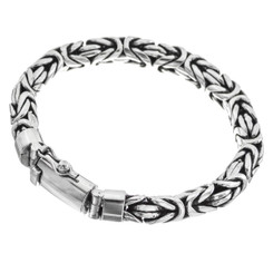 8mm Thick Brilliant Handmade Byzantine Solid 925 Sterling Silver Bracelet
