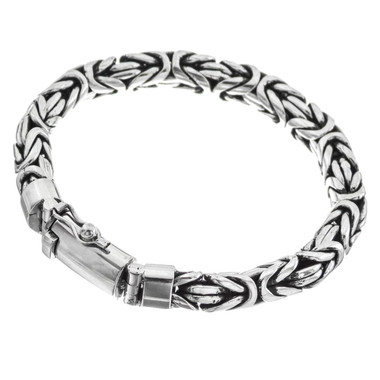 8mm Thick Brilliant Handmade Byzantine Solid 925 Sterling Silver Bracelet