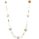 44" HANDMADE WHITE GOLD CREAM CERAMIC AND GLASS SEED BEADS BALL necklace