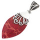2 1/4" South Pacific Ocean Red Sponge Coral 925 Sterling Silver Pendant, 2 5/16"
