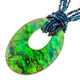 2 1/2" 65MM OVAL GREEN PAUA ABALONE SHELL PEACOCK BEADS necklace
