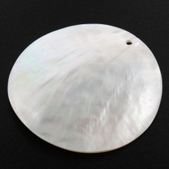 2 1/4" 60MM DRILLED IRIDESCENT PURE WHITE OYSTER MOTHER OF PEARL SHELL CAB bead