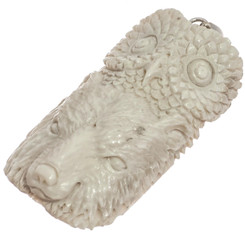 2 3/8" HAND CARVING OWL BEAR GENUINE DEER ANTLER 925 STERLING SILVER pendant