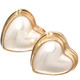Heart White Mabe Cultured Pearl Gold Plated 925 Sterling Silver Stud Earrings, 5/8"