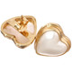 Heart White Mabe Cultured Pearl Gold Plated 925 Sterling Silver Stud Earrings, 5/8"