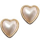 Heart White Mabe Cultured Pearl Gold Plated 925 Sterling Silver Stud Earrings, 5/8"