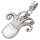 Octopus Squid White Mother Of Pearl 925 Sterling Silver Pendant, 1 9/16"
