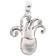 Octopus Squid White Mother Of Pearl 925 Sterling Silver Pendant, 1 9/16"