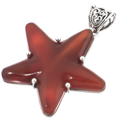 2" HANDMADE RED CARNELIAN STAR IN 925 STERLING SILVER pendant