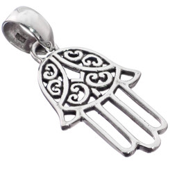 1 1/2" PRETTY HAMSA SILVERWORK FILIGREE 925 STERLING SILVER pendant