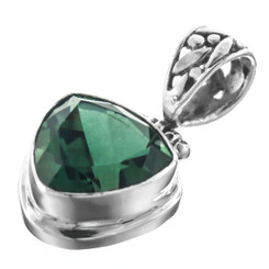1" 5ct Trillion Green Quartz 925 Sterling Silver Pendant