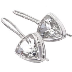 9/16" 12MM TRILLION WHITE CRYSTAL QUARTZ 925 STERLING SILVER earrings