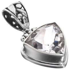 1" SPARKLING 12MM TRILLION WHITE CLEAR QUARTZ 925 STERLING SILVER pendant