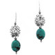 1" PLAYFUL TURQUOISE FILIGREE 925 STERLING SILVER DROP earrings