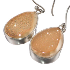 US-MADE 3/4" TEARDROP PINK TITANIUM  DRUZY DRUSY 925 SILVER earrings
