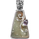 925 Silver Beautiful Druzy Drusy & Amethyst Gemstone Pendant, 1 5/16"