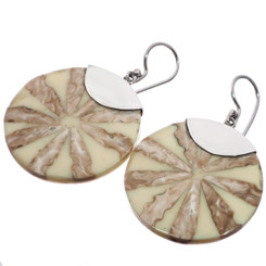 1 3/16"  CREAM CONE SHELL DANGLING 925 STERLING SILVER earrings