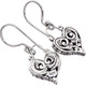 1" DAINTY HEART SCROLLWORK FILIGREE 925 STERLING SILVER DROP earrings