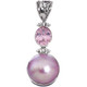 925 Silver Pink Mabe Pearl Pink Cz Sterling Pendant, 1 3/4"