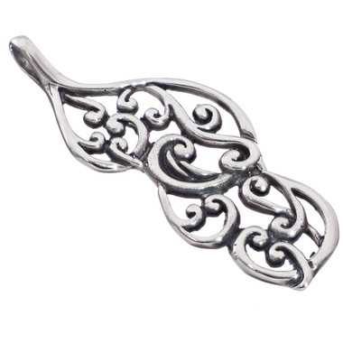 1 7/8" BALI HANDCRAFTED SCROLL FILIGREE LEAF925 STERLING SILVER pendant