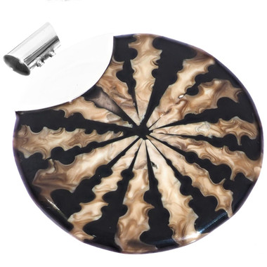 2 3/4" CONE SHELL PATTERN IN BLACK RESIN 925 STERLING SILVER pendant