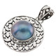 1 1/2" 12mm Blue Mabe Pearl 925 Sterling Silver Pendant