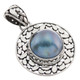 1 1/2" 12mm Blue Mabe Pearl 925 Sterling Silver Pendant
